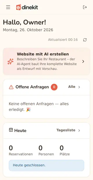 Screenshot: dinekit on a phone